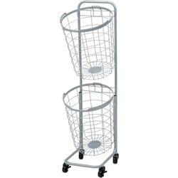 2段ランドリーラック（丸型） 幅34.5×奥行39×高さ108cm KR-3972GY