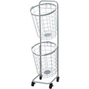 KR-3972GY [2段ランドリーラック（丸型） 幅34.5×奥行39×高さ108cm]