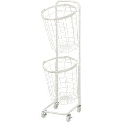 2段ランドリーラック（丸型） 幅34.5×奥行39×高さ108cm KR-3972WH