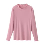 メロー使いの長袖リブカットソー ローズ L