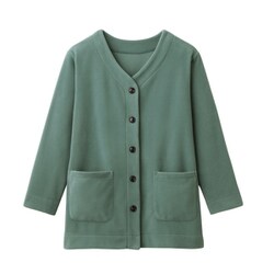 軽くてあったかフリースカーデ グリーン LL-3L