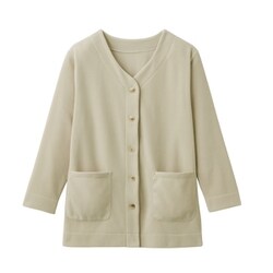 軽くてあったかフリースカーデ サンドグレー M-L