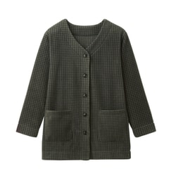 軽くてあったかフリースカーデ ギンガム M-L