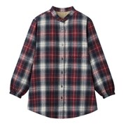 あったか裏フリースロングシャツ ワインチェック M