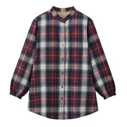 あったか裏フリースロングシャツ ワインチェック L
