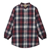 あったか裏フリースロングシャツ ワインチェック L