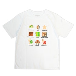 22863235 スーパーマリオブラザーズ マリオ ドット集合 Tシャツ WHITE Lサイズ