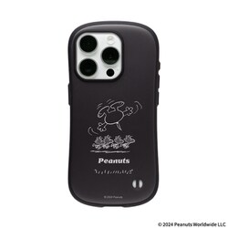 41-970874 [iFace First Classケース PEANUTS（ピーナッツ） くすみブラック ウッドストック iPhone 15 Pro用]