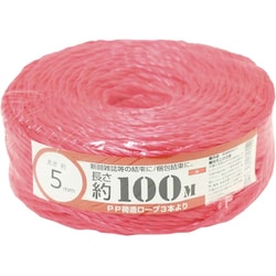 PP荷造りヨリロープ 5mm×100m 赤 00720014