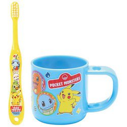 KTB5 [スタンド付 コップ 180ml 歯ブラシ やわらかめ セット ポケットモンスター ポケモン 2021 3-5才 園児用 電子レンジ対応 食洗機対応 14cm]
