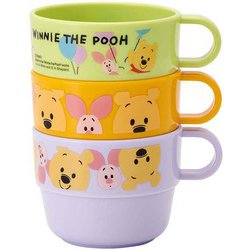 子ども用 スタッキング コップ 3個 セット くまのプーさん 割れにくい 220ml 幅10.4×奥行8.2×高さ6.3cm 日本製 KS31