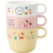 子ども用 スタッキング コップ 3個 セット ハローキティ フォレストフレンズ 割れにくい 220ml 幅10.4×奥行8.2×高さ6.3cm 日本製 KS31