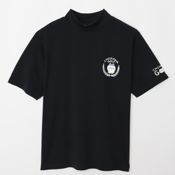 2409-CKG039BK02 [ちいかわGOLF モックネックTシャツ ハチワレエンブレム ブラック S]