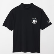2409-CKG039BK02 [ちいかわGOLF モックネックTシャツ ハチワレエンブレム ブラック S]
