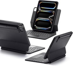 iPad Pro 11インチ M4 2024専用簡単セット磁気スタンド付き縦向きモード横向きモード脱着可能キーボード一体型ケース ESR Rebound Magnetic Keyboard Case 360 iPad Pro 11 M4 Charcoal Grey