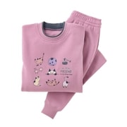 プリント裏起毛ふんわりパジャマ ローズ M-L
