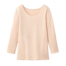 綿100％わたしサイズの長袖インナー ベージュ M