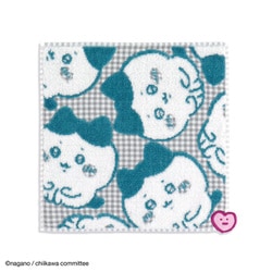 ちいかわ ちょこんとチェック 25cm×25cm ブルー タオルハンカチ 41-1150080