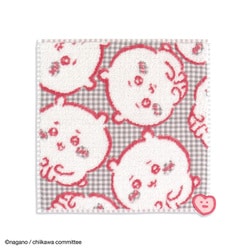 ちいかわ ちょこんとチェック 25cm×25cm ピンク タオルハンカチ 41-1150080