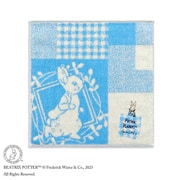 52-0090070 [ピーターラビット パッチワーク 25cm×25cm ブルー タオルハンカチ]