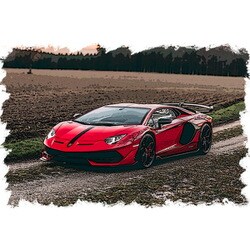 EM438L 1/43 ランボルギーニ アヴェンタドール SVJ 2018 Leirion wheel ロッソマーズ/ブラックストライプ [レジンキャストミニカー]
