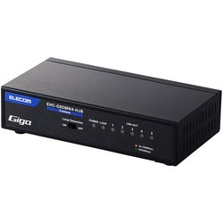 スイッチングハブ LANハブ 5ポート 1000/100/10Mbps メタル筐体 マグネット 電源内蔵 ファンレス 壁掛け設置対応 ブラック EHC-G05MN4-HJB