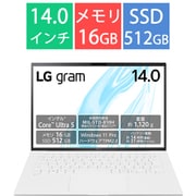 ノートパソコン/ビジネスモデル LG gram/14型/Core Ultra 5 125H/メモリ 16GB/SSD 512GB/Windows 11 Pro/エッセンスホワイト 14Z90S-VP56J