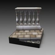 RM882 1/24 ジオラマアクセサリー ビネットベースcm 5×5 円柱の欄干のある石畳 [プラモデル用品]