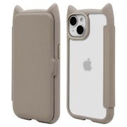 8351IP361BHPTA [iPhone 15/14/13用 猫耳手帳型ハイブリッドケース 猫耳 猫 衝撃吸収 TPU＋PC トープ]