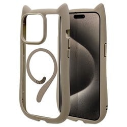 8395IP367PHPMTA [iPhone 15 Pro Max用 ハイブリッドケース MagSafe対応 猫耳 耐衝撃吸収 MIL規格 ワイヤレス充電対応 トープ]