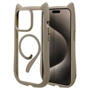 8395IP367PHPMTA [iPhone 15 Pro Max用 ハイブリッドケース MagSafe対応 猫耳 耐衝撃吸収 MIL規格 ワイヤレス充電対応 トープ]