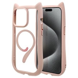 8396IP367PHPMSPK [iPhone 15 Pro Max用 ハイブリッドケース MagSafe対応 猫耳 耐衝撃吸収 MIL規格 ワイヤレス充電対応 スモーキーピンク]
