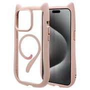 8396IP367PHPMSPK [iPhone 15 Pro Max用 ハイブリッドケース MagSafe対応 猫耳 耐衝撃吸収 MIL規格 ワイヤレス充電対応 スモーキーピンク]