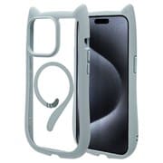 8397IP367PHPMSBL [iPhone 15 Pro Max用 ハイブリッドケース MagSafe対応 猫耳 耐衝撃吸収 MIL規格 ワイヤレス充電対応 スモーキーブルー]