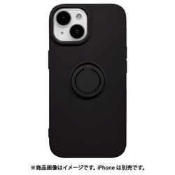 8398IP361TPRBK [iPhone 15/14/13用 ソフトケース TPU リング付き 落下防止 スタンド ブラック]