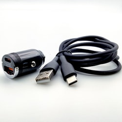 ミニマム2ポート充電器 C＋A USB-A/Cシリコンケーブル付き X-345