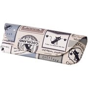 092909 [パール メガネケース HA-135 ネコ ワッペン柄BE/BU]