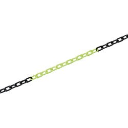 284213 [緑十字 プラスチックチェーン 蛍光黄/黒 長さ10m 線径6mmΦ ポリエチレン]