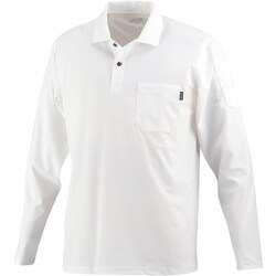 8592-01-M [カジメイク 8592 冷感ストレッチ長袖ポロシャツ ホワイト M]