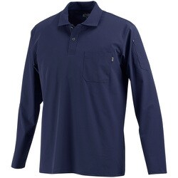 8592-55-M [カジメイク 8592 冷感ストレッチ長袖ポロシャツ ネイビー M]