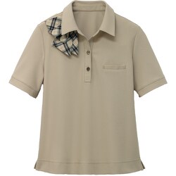 GCSL-2403-A3-S [GROW 【お手入れラク】レディース 半袖ポロシャツ 【リサイクル・ニット】ベージュ S]