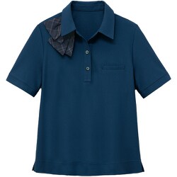 GCSL-2403-K2-LL [GROW 【お手入れラク】レディース 半袖ポロシャツ 【リサイクル・ニット】ネイビー LL]