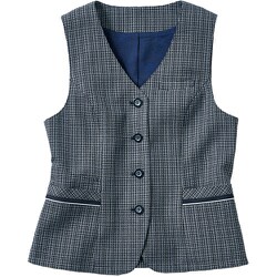 GVEL-2407-K2-15 [GROW 【涼感・軽量】レディース ベスト【エアリー・ツイード】ネイビー 15号]
