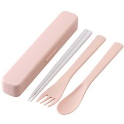 抗菌 音の鳴らない 箸箱 ケース 箸 スプーン フォーク トリオ セット 18cm 食洗機対応 くすみ ピンク 日本製 TAC1AG