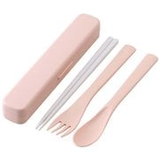 TAC1AG [抗菌 音の鳴らない 箸箱 ケース 箸 スプーン フォーク トリオ セット 18cm 食洗機対応 くすみ ピンク 日本製]