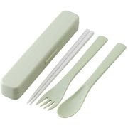 TAC1AG [抗菌 音の鳴らない 箸箱 ケース 箸 スプーン フォーク トリオ セット 18cm 食洗機対応 くすみ グリーン 日本製]