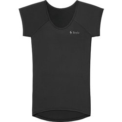 Style BX Innerwear（スタイル ビーエックス インナーウェア） Uネック 半袖 Tシャツ 猫背・巻肩補正 ブラック レディース Lサイズ（バスト 86～94cm） YS-BS-03C-L