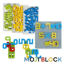 文字ブロック MOJIBLOCK 数字 プラスパック 3色 青黄緑 51pcs [ブロック玩具]