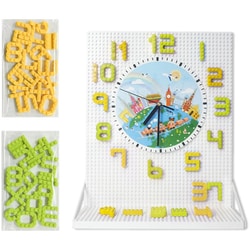 文字ブロック MOJIBLOCK とけいブロックセット 2色 黄緑 34pcs [ブロック玩具]