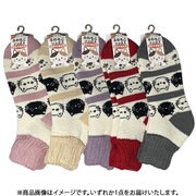 9425 [超厚手裏起毛ソックスショート丈 白黒猫 22～25cm 1足]